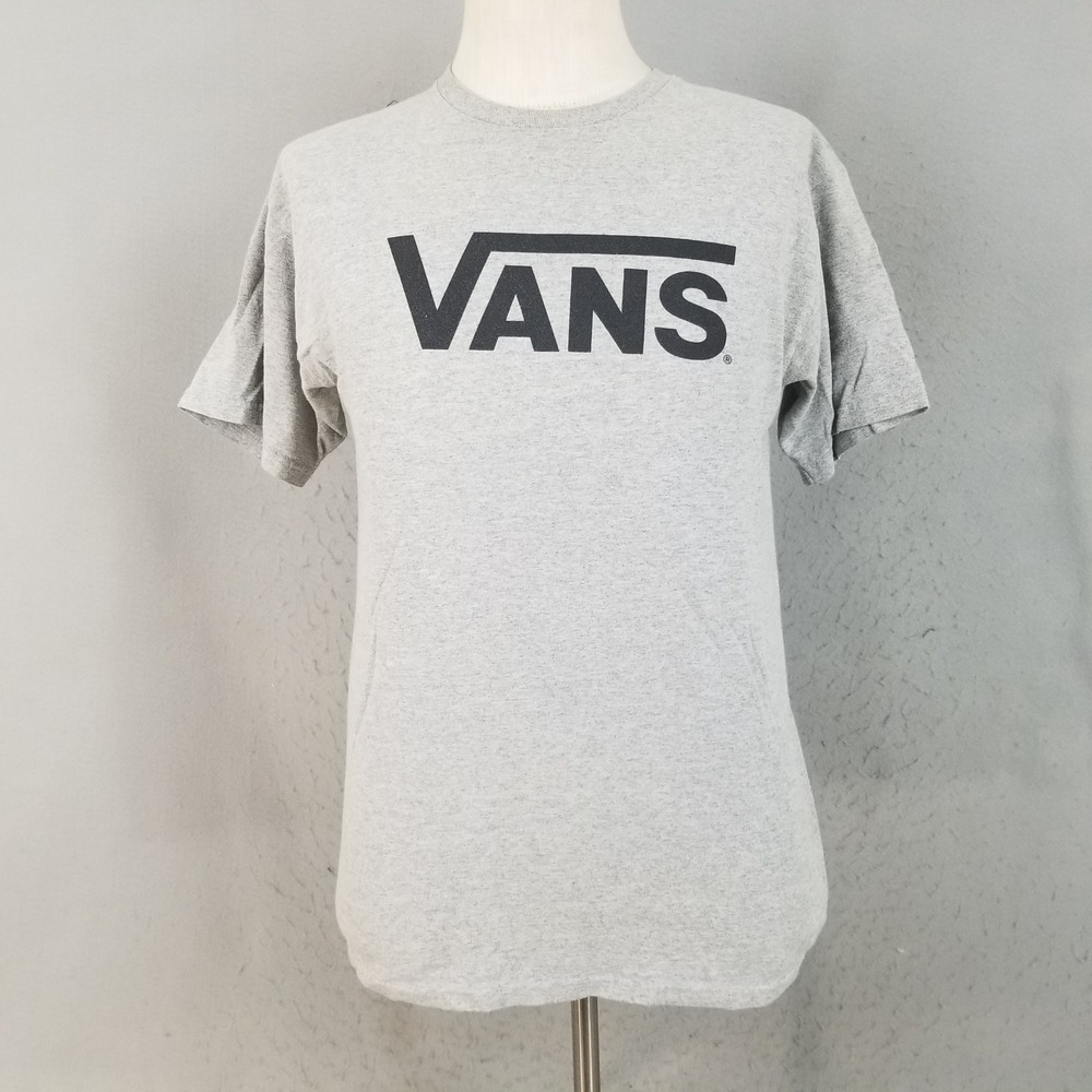 Vans T-Shirt Men Medium Gray Classic Logo Short Sleeve Cotton Blend Skate Tee